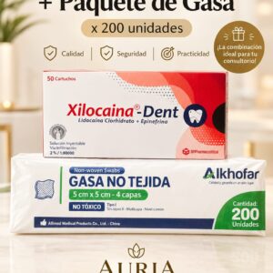 ANESTESIA DENTAL- XILOCAINA DENT x CAJA + 01 PAQUETE DE GASA